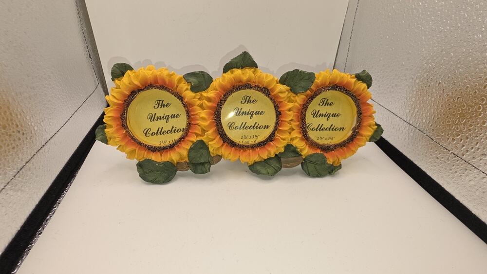 Vintage The Unique Collection Sunflower Triple Photo Frame 2.5x3.5